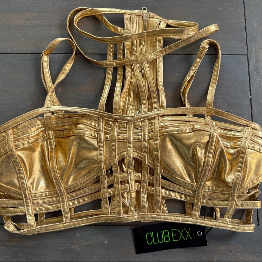 Gold Strappy Bustier Top
